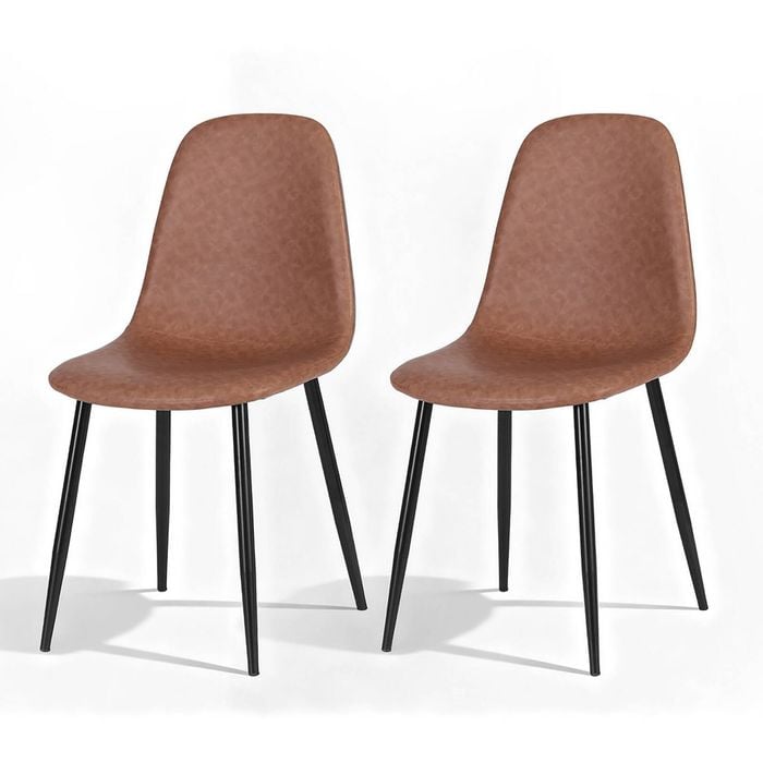 1 Set of 2 Artiss Dining Chairs PU Leather Brown