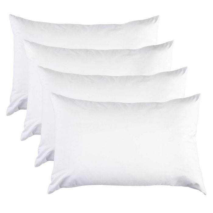 Hacienda 100 Percent Cotton Pillow Cover With 800g Poly Fill,  Hypoallergenic, Antibacterial, And Cooling Technology  4 Pk