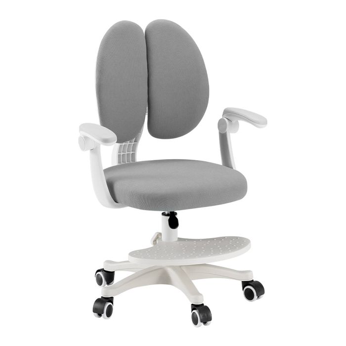 PlayPals Kids Ergonomic Study Chair Adjustable Height Gravity Lock Wheels Grey
