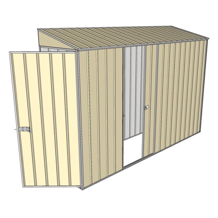 Build-a-Shed 0.8 x 3 x 2m Hinged Door Tunnel Shed with Single Sliding Side Door - Cream