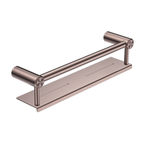 Nero Mecca Care 25mm Grab Rail With Shelf 450mm Brushed Bronze