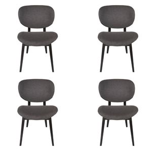 Pack of 4 | Nobu Upholstered Dining Chair | Black Legs - Dark Grey Fabric