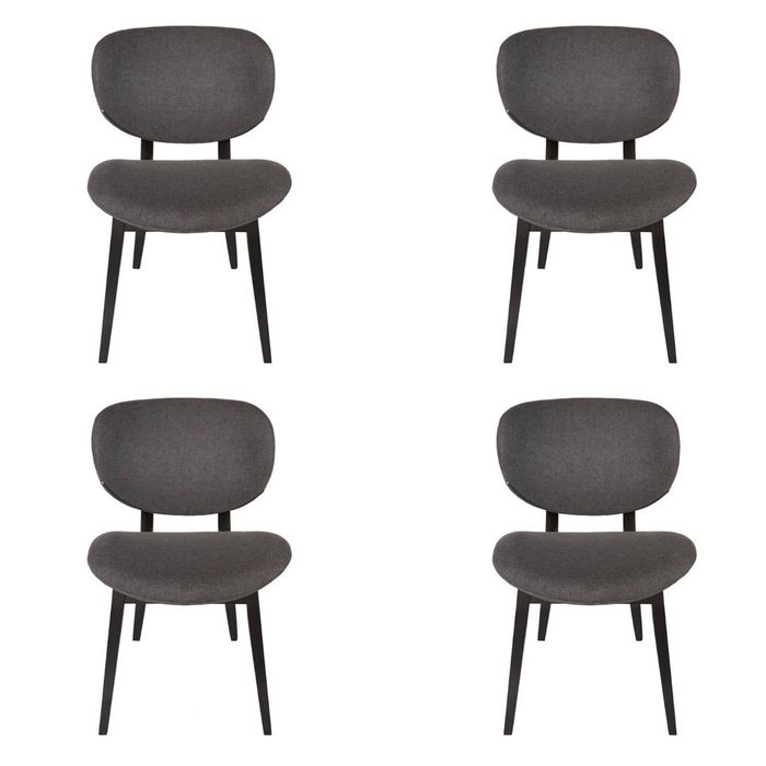 Pack of 4 | Nobu Upholstered Dining Chair | Black Legs - Dark Grey Fabric