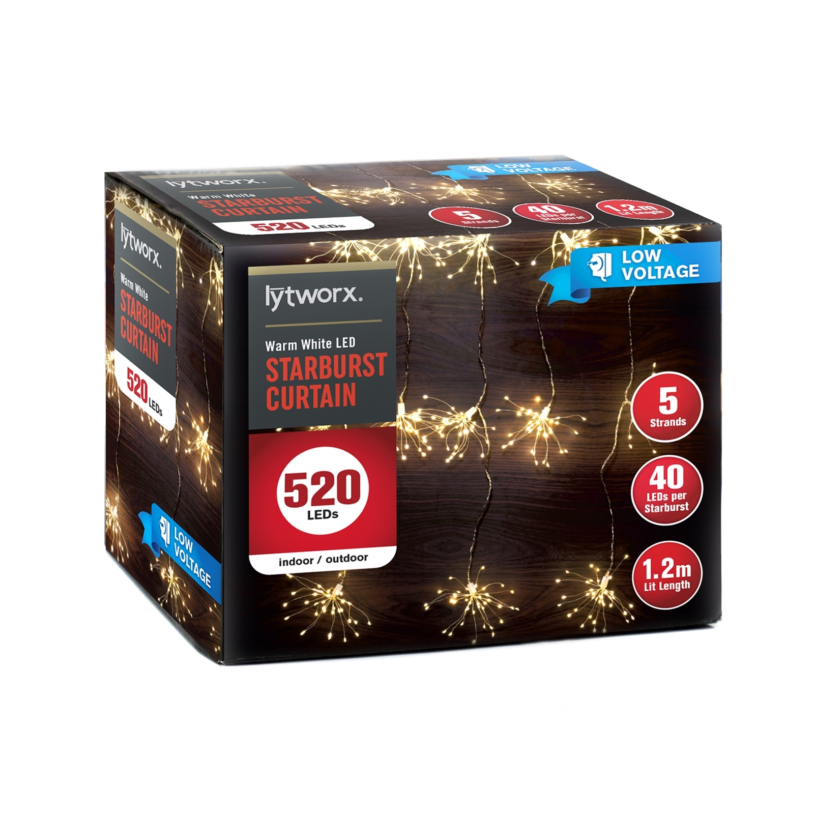 Lytworx 520 LED Warm White Low Voltage Starburst Curtain Lights