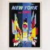 Galrie New York Vintage Travel Poster: A Timeless Tribute to NYC's Iconic Landmarks Décor, Wood Frame, 50 x 70cm (20 x 28inch)