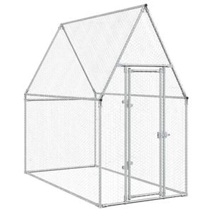 vidaXL Chicken Cage Hen House Poultry Coop Enclosure Silver Galvanised Steel 200x100x190 cm