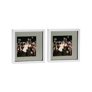 Nicola Spring 10" x 10" White 3D Box Photo Frames - 6" x 6" Mount - Pack of 2