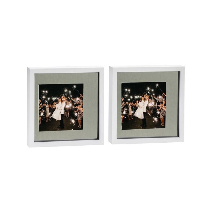 Nicola Spring 10" x 10" White 3D Box Photo Frames - 6" x 6" Mount - Pack of 2