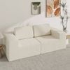Advwin 190cm Loveseat Sofa Chenille Compressed Sofa Modular Foam Couch No Assembly Beige