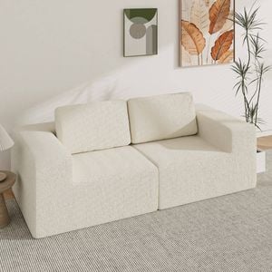 Advwin 190cm Loveseat Sofa Chenille Compressed Sofa Modular Foam Couch No Assembly Beige