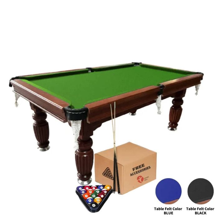 Topone 7ft Slate Pool Table Classic Billiard Table With Solid Wood Frame, Luxury Walnut Frame & Full Accessories - Green