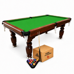 TOPONE 7FT Slate Pool Table Classic Billiard Table with Solid Wood Frame, Luxury Walnut Frame & Full Accessories - Green