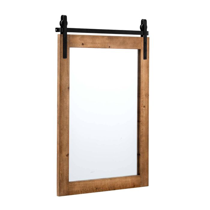 Costway 76.5x56cm Vanity Rectangle Wall Mounted Mirror Brown