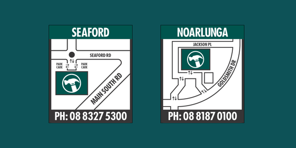 Mud maps of the Seaford and Noarlunga Bunnings stores.