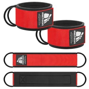 METEOR Ankle Strap Wrist Cuff for Cable Machine Attachments (Black Red)