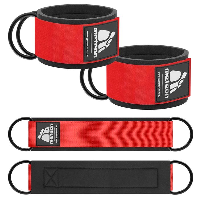 METEOR Ankle Strap Wrist Cuff for Cable Machine Attachments (Black Red)