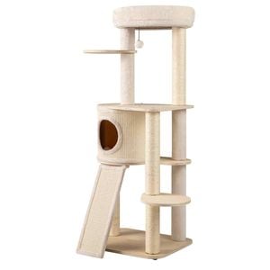 Costway 1.43m Cat Tree Tower Pet House Plush Condo Sisal Scratching Posts