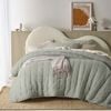 Vintage Design Homewares Queen Light Slate Grey Hugo Sage Cotton Gauze Quilted Coverlet Set