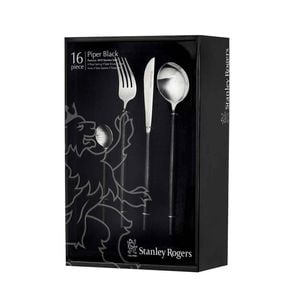 Piper 18/10 Stainless Steel 16 Piece Cutlery Set 30x21x8cm Black Stanley Rogers