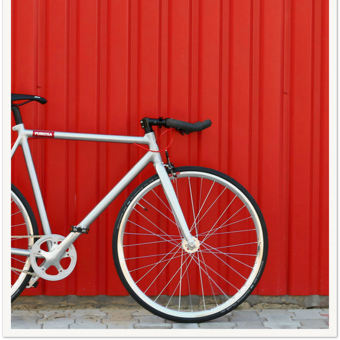 Galrie Modern Minimalist Bicycle Against Red Wall Art Print Photography, Poster Only, 70 x 100cm (28 x 40inch)