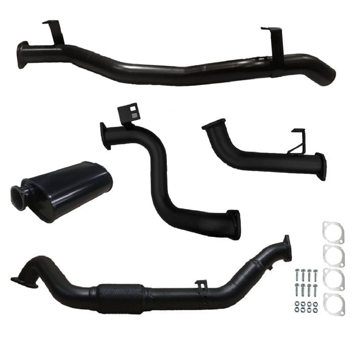 Ignite Exhausts Turbo Back For Toyota Landcruiser 78 Series V8 Troopy 3" No Cat With Muffler Black Aluminised Steel