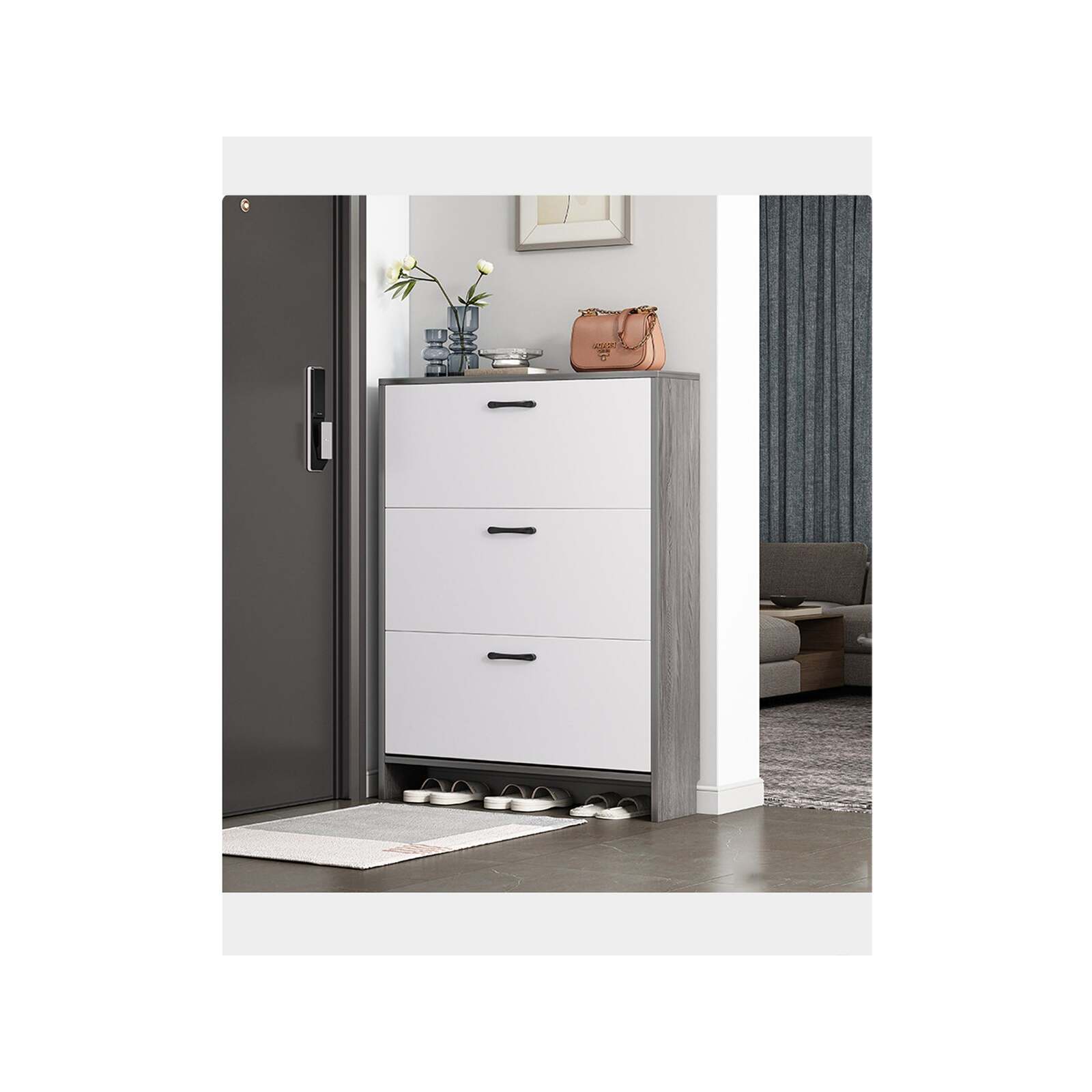 Foret Shoe Cabinet Slim Storage Rack Organiser Wooden Flip Drawer Shelf Cupboard Bunnings Australia