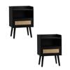Oikiture Set of 2 Bedside Tables Rattan