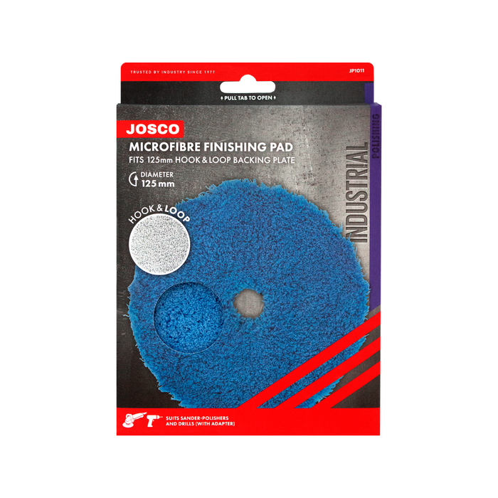 Josco 125mm Blue Hook And Loop Microfibre Finishing Pad