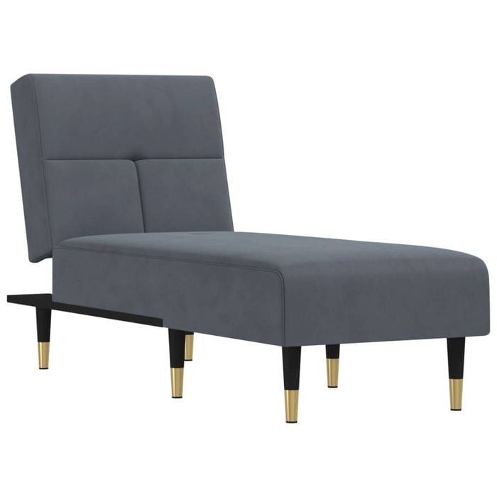 vidaXL Chaise Longue Reclining Chair Upholstered Lounge Sofa Dark Grey Velvet