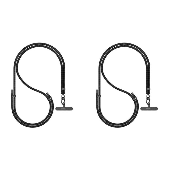 2PK EFM Go Crossbody Hands-Free Universal Mobile Phone Lanyard Holder Black