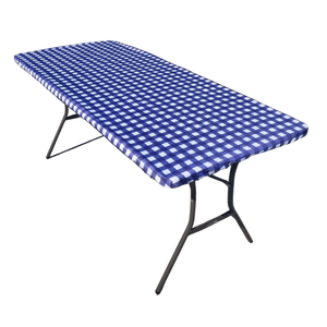 Fitted Waterproof Tablecloth - Navy & White Gingham