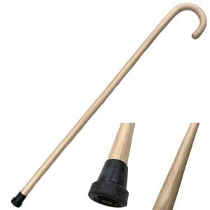 93cm WOODEN WALKING STICK Wood Cane Pole Carved Varnished Deluxe Sturdy Beige