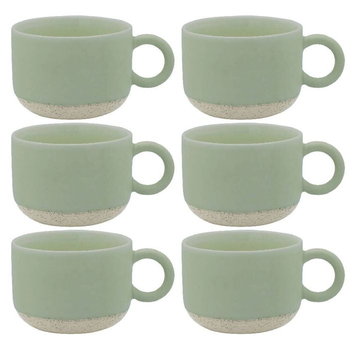 6PK Ecology Stoneware Kitchenware Hull Drinking Mug Cup 370ml/14cm Seagreen