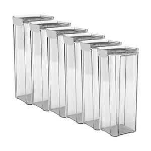 6x Partyware Plastic Square Modular Canister Storage Container 1900ml Clear