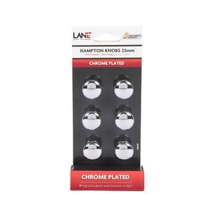 Lane 25mm Chrome Plated Hampton Knob - 6 Pack