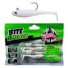 5 Pack of 3 Inch Bite Science Thump Shad Rigged Soft Plastics - Glow White