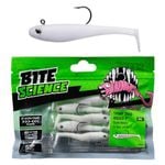 5 Pack of 3 Inch Bite Science Thump Shad Rigged Soft Plastics - Glow White