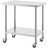 Vevor 610x914x954.6mm Stainless Steel Work Table Silver for Restaurant Home Hotel