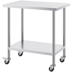 Vevor 610x914x954.6mm Stainless Steel Work Table Silver for Restaurant Home Hotel