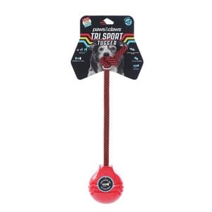 Paws & Claws Tri Sport Ball Tugger Pet Toy Red 18x7.8x7.8cm