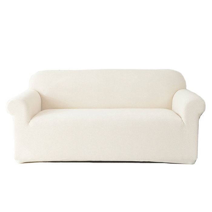 Catzon 1 Seater Stretch Sofa Cover Couch Cover Washable Jacquard Fabric-OffWhite(S)