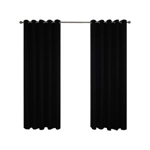 Windoware 120 x 223cm Black Maple Eyelet Blockout Curtain - 1 Pack - Black