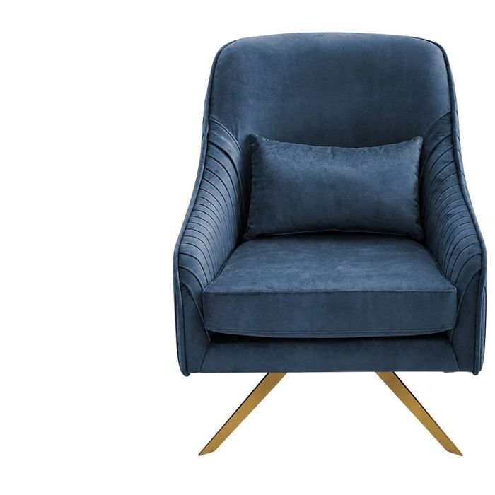Velvet Swivel Accent Chair - Navy