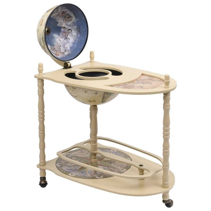 vidaXL Hardwood Eucalyptus Freestanding Globe Bar Wine Stand Green Storage