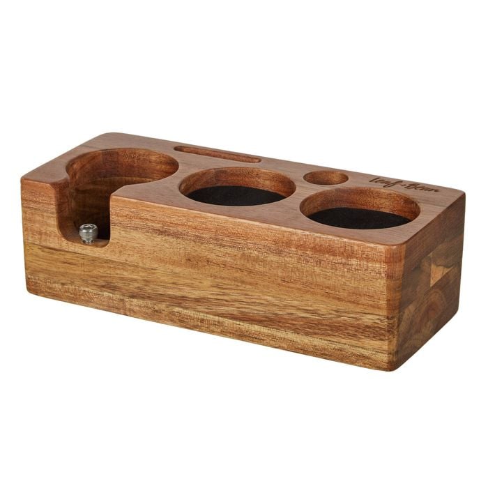 Leaf & Bean Espresso Tamper Station Acacia Wood Brown 9.5x22x6.5cm/60mm Diameter Portafilter