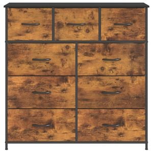 Ufurniture Chest of 9 Drawers Fabric Storage Cabinet Walnut Color