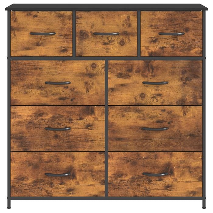Ufurniture Chest of 9 Drawers Fabric Storage Cabinet Walnut Color