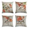 Catzon 4 Pcs Nature Throw Pillow Covers Square Linen Pillowcase for Couch