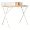 vidaXL Desk White and Natural Computer Corner Office Writing Table Furniture