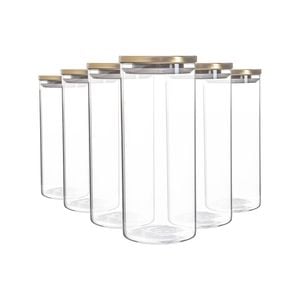 Argon Tableware Glass Storage Jars with Metal Lids - 1.5 Litre - Pack of 6